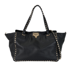 Rockstud Tote, Leather, Black, B0L0, DB, S , 2*